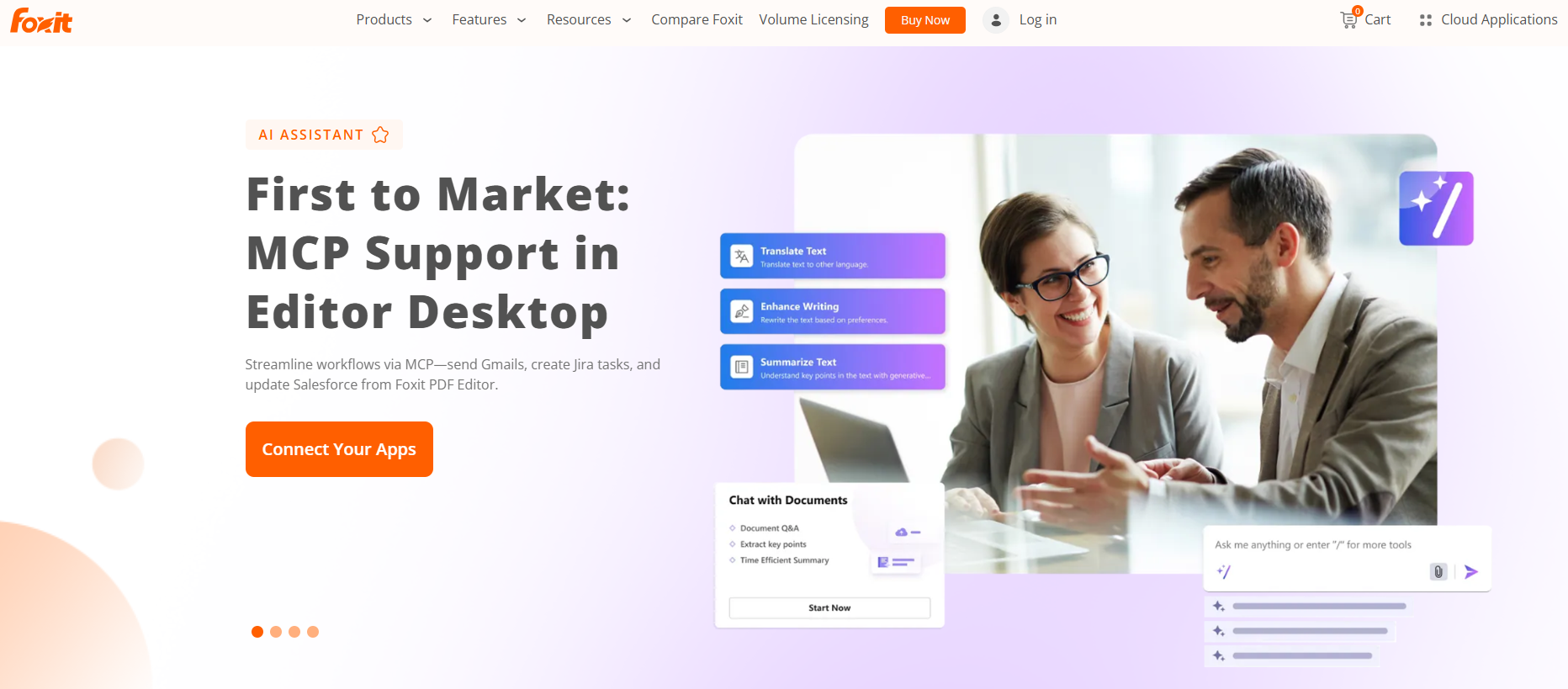 Foxit has a slogan on its homepage: ‘First to Market: MCP Support in Editor Desktop’.
